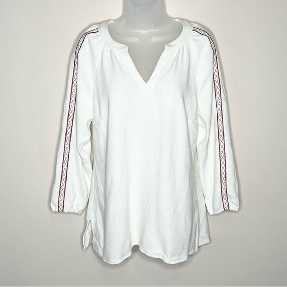 NWT Soft Surroundings Ecru Mirage Loose Pullover Embroidered Top Size XS - Picture 2 of 9